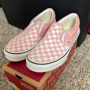 Pink Checkered Slip On Vans